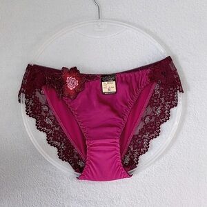 Japanese brand grape purple satin rose embroidered panties JP-M/US-S